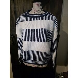 Sweater New Zaful Navy and White Knit XL‎ #0002